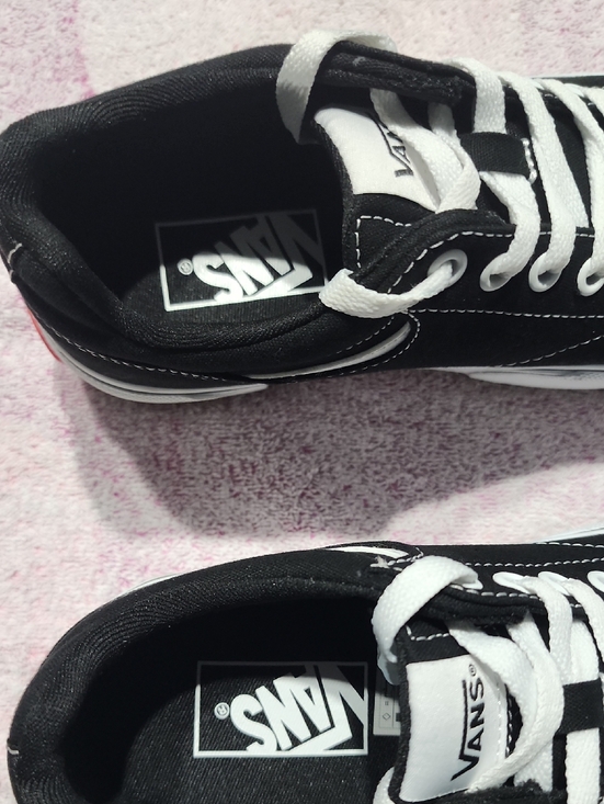 Vans Seldan Platform Sneakers Women\'s Black White Canvas Low Top Walking Sz 6